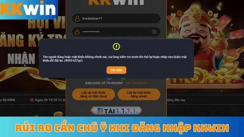 Rủi ro cần chú ý khi đăng nhập KKWin